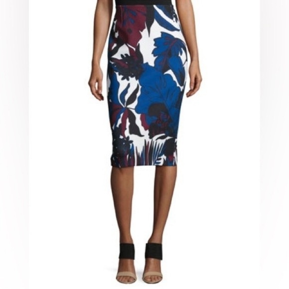 Ted Baker Darle Pencil Skirt Woodblock Leaf Floral Size 2 - Picture 1 of 10